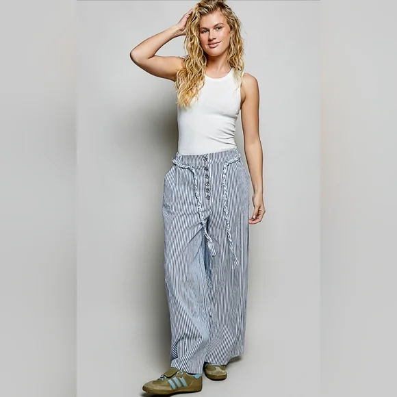 #1341 POL Coastal Stripe Wide-Leg Pants - Picture 2 of 6